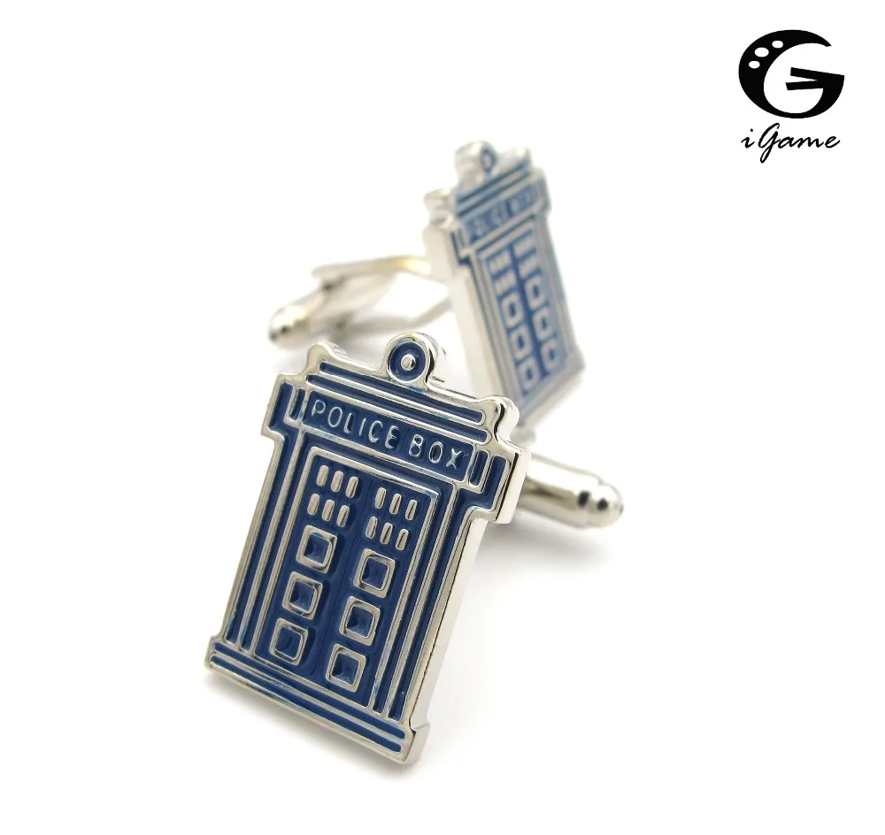 

iGame New Arrival Police Box Cuff Links Blue Color Designer Design Quality Brass Material Cufflinks Free Shipping