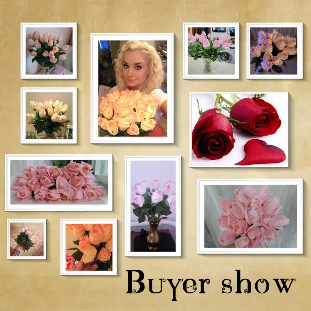 20 шт./компл. искусственные цветы белые шелковые на ощупь свадебный букет