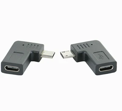 10 шт./лот прямоугольный 90 градусный Micro USB (штекер) Type C (гнездо) Синхронизация и
