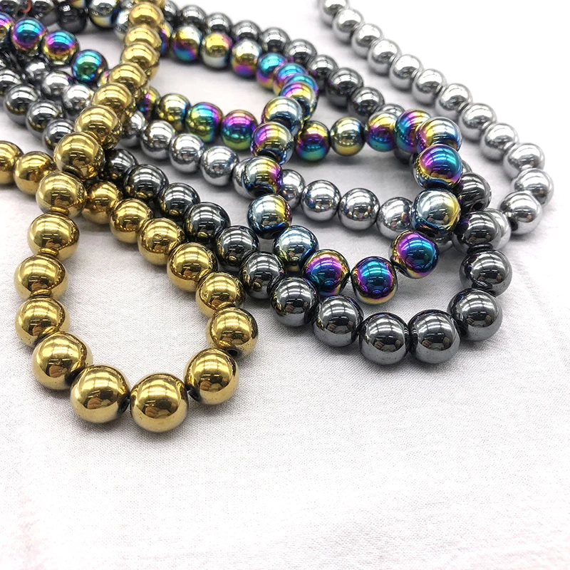 Круглые бусины из гематита 4 цвета 4/6/8/10/12 мм|Бусины| |