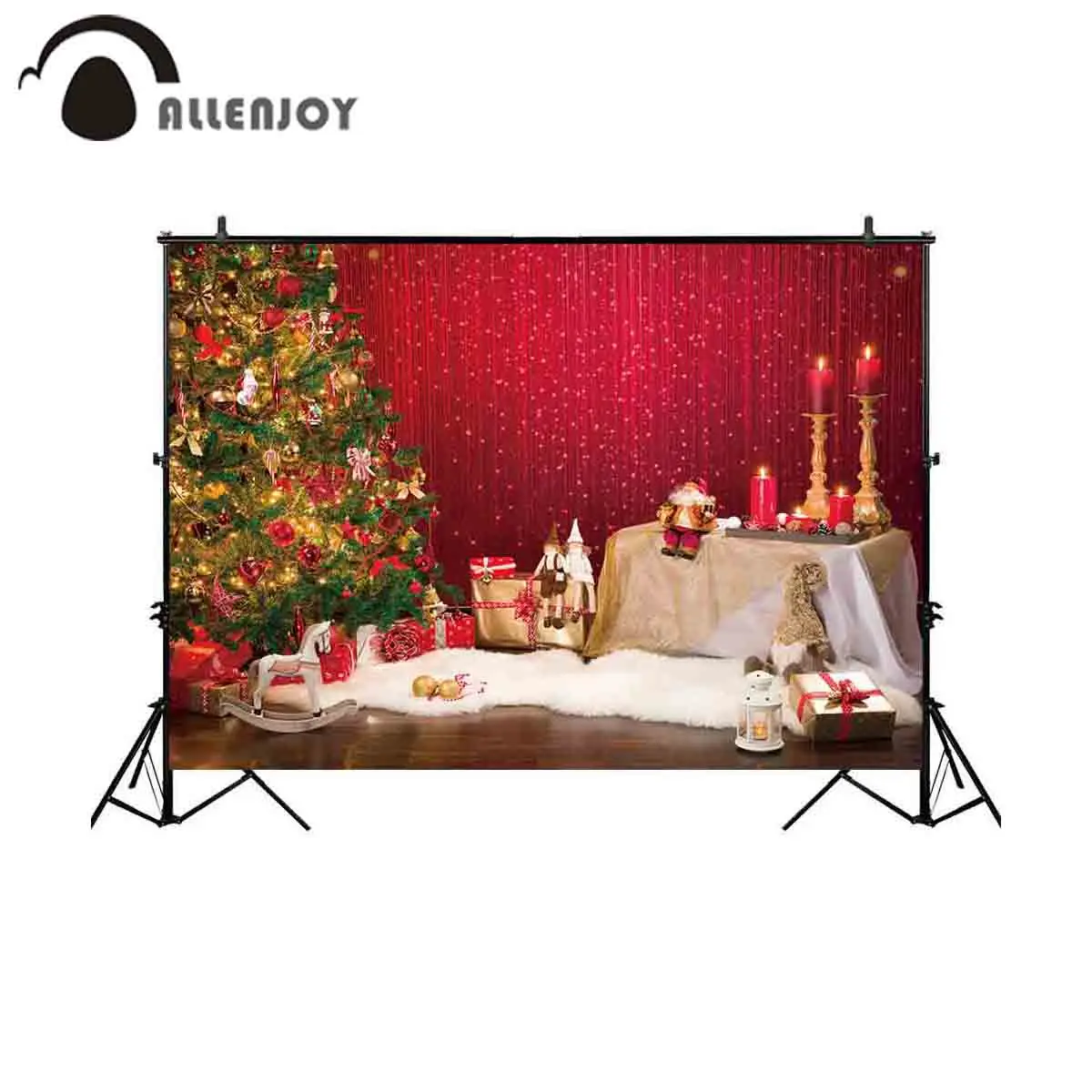 

Allenjoy фон для фотосъемки Рождественская Елка роскошный блестящий красный декор эльф фон для фотосъемки фотостудия Новый