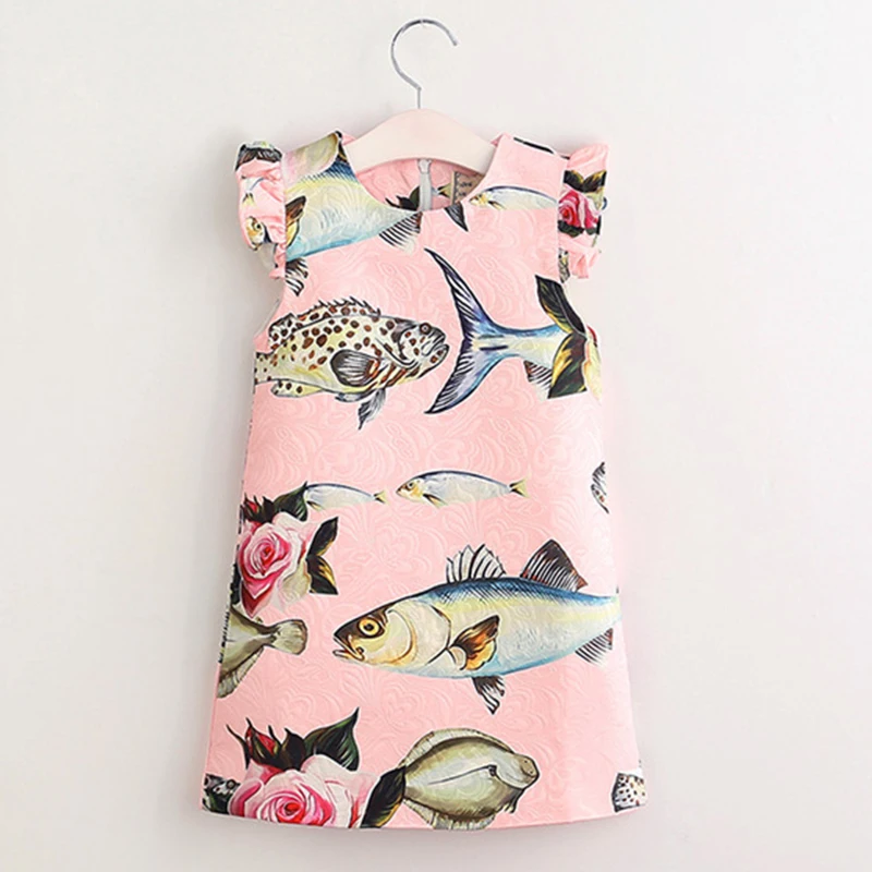 Модная одежда для девочек Paiting Платье с рисунком летняя Новинка 2017 года цветочным