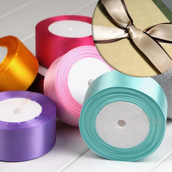 25 ярдов/рулон Сатиновые ленты для поделок своими руками на свадьбу Рождество