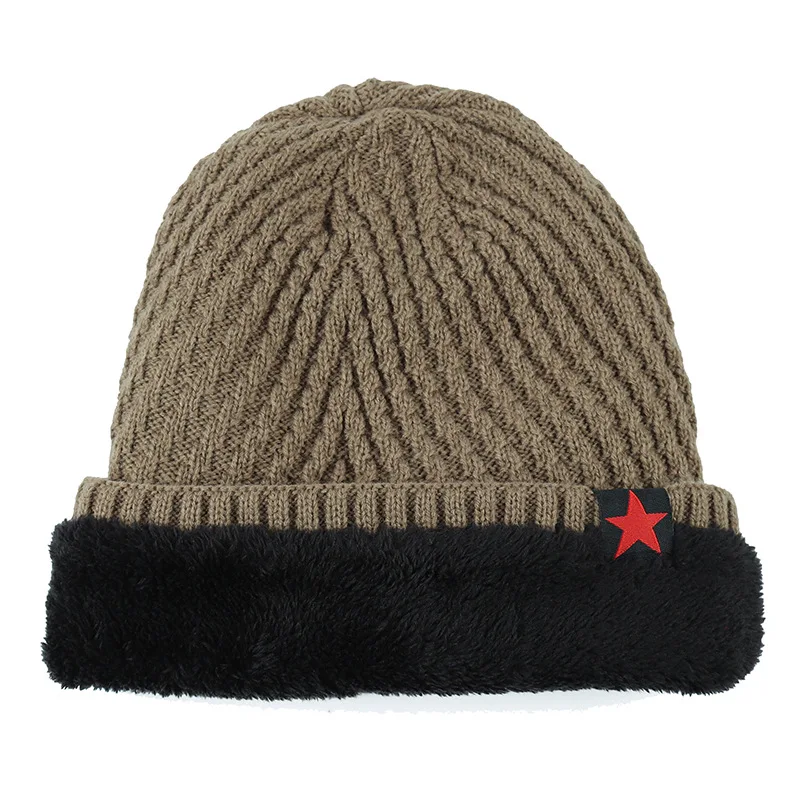 

Men Skullies Beanies Knitted Hat Winter Plus velvet thickening Hats Plain Warm Male Gorros ski Bonnet outdoor Solid color Z59