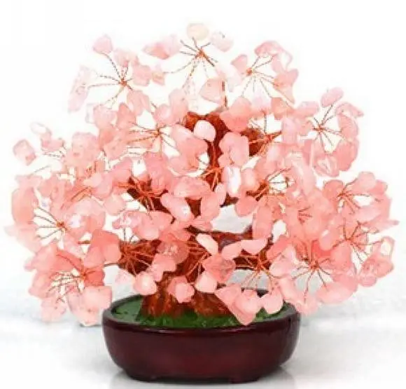 

natural rose quartz crystal tree