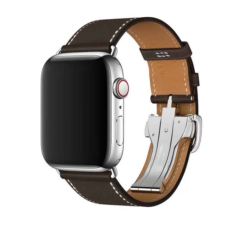 С логотипом Herm для Apple Watch Band 44 мм 40 кожаная Петля один тур развертывания Пряжка