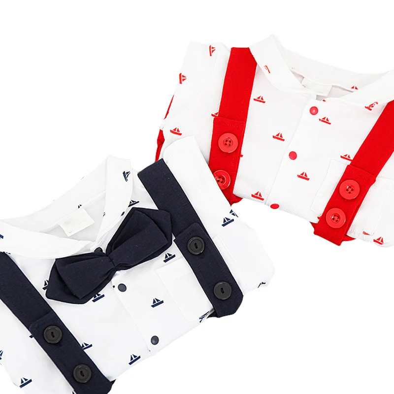 

Infant Baby Gentleman Strap Design Short Sleeve Rompers Kids With Bowknot Jumpsuit Newborn Clothes