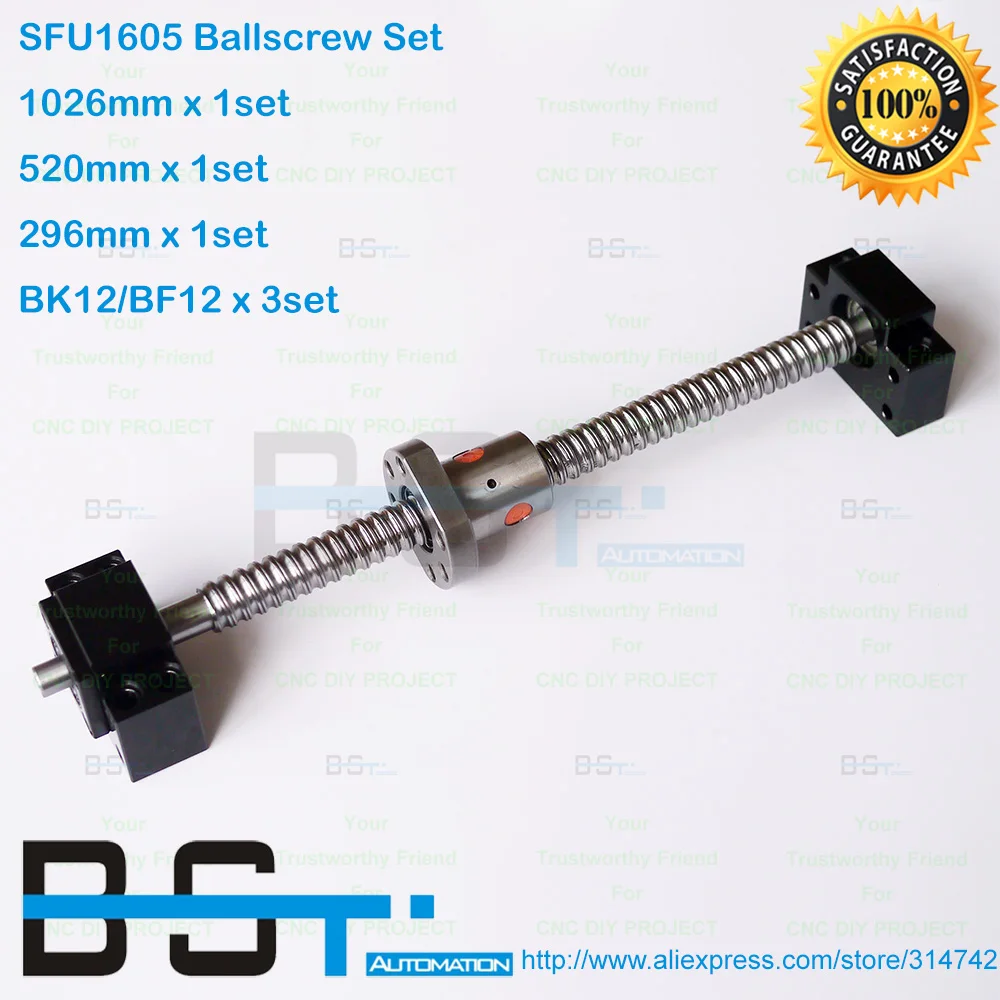 BSTMOTION 3 винты шариковые RM1605 1026 мм 520 296 + BK/BF12 для ЧПУ маршрутизатора|ballscrew|ballscrew cnc |