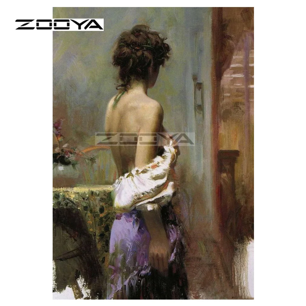 ZOOYA Алмазная вышивка 5D DIY Картина Вышивка крестом красота женщина задняя R2085 | Дом