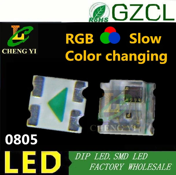 2012 SMT медленное мигание RGB Изменение цвета smd led 0805 anto мигающий светодиод 2 0*1 мм|led