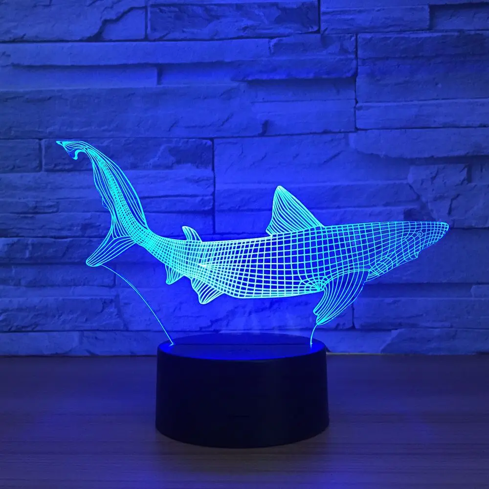Новый Акула 3D светодиодный Для рыбалки внутри рыбы настольная лампа домашний