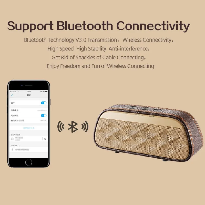 Высококачественный кожаный беспроводной bluetooth динамик портативный тканевый