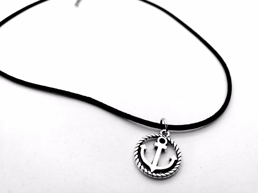 Винтажное круглое ожерелье в виде морского якоря крючки для руля кожаной веревки