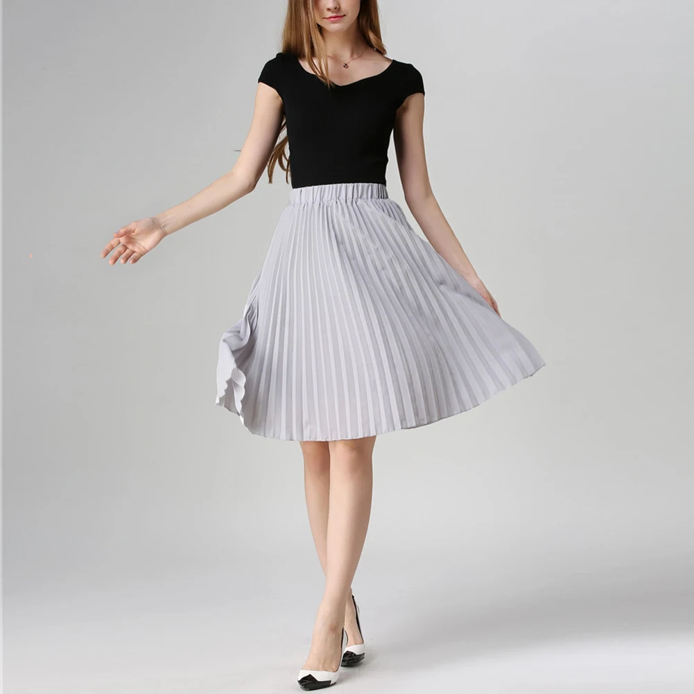Модная элегантная плиссированная юбка Осень зима 2017 шифоновая тонкая с высокой