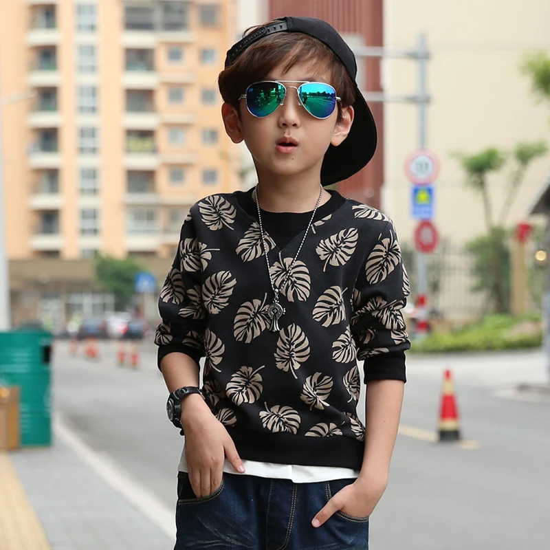 Boys Long Sleeve T-shirt Spring and Autumn New Style 2021 Kids Round-collar Top Fake Two Pullovers Children's Wear Clothes X374 | Детская