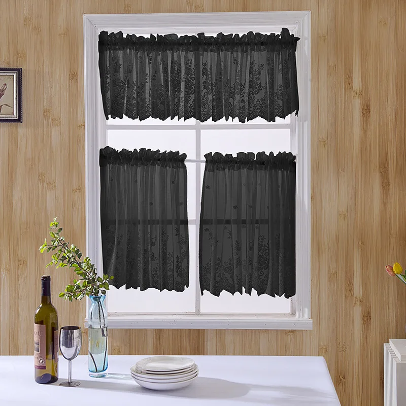 Новое поступление, шторы Cortinas Dormitorio для окон, кружевные, с лампочками, тюль, с подолом, кофейные, короткие, для кухни, шкафа, домашнего декора