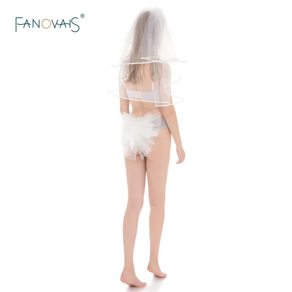 Лидер продаж цвета слоновой кости/белый Booty вуаль набор бикини девичник