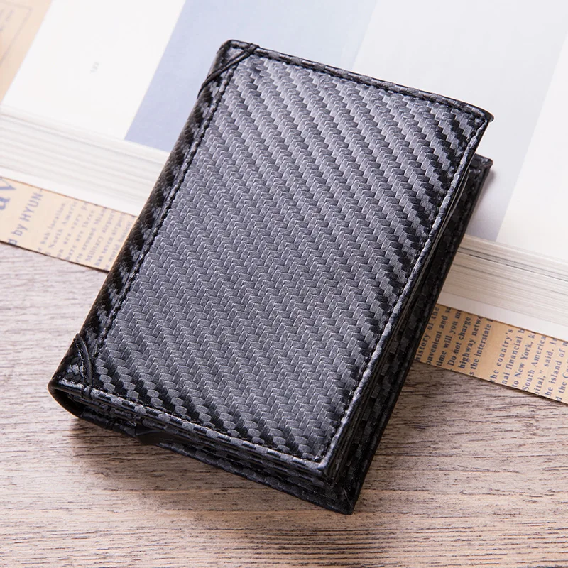 

2019 New Men Credit Card Holders Pop Up Automatic Business ID Card Case Fashion RFID Metal Card Holder Bank Card Wallets