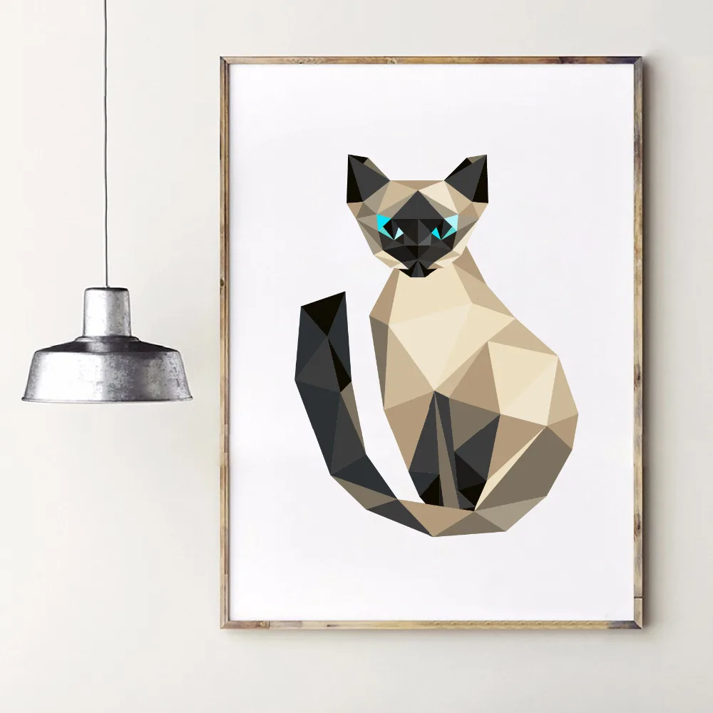 Треугольная многоугольная стильня сиамский котенок Художественная печать