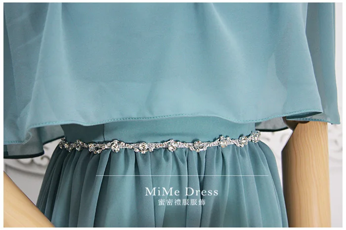 

Vestido De Festa Peacock Blue Boat Neck Sleeveless Chiffon Bridesmaid Dresses Women Formal Party Gowns in stock