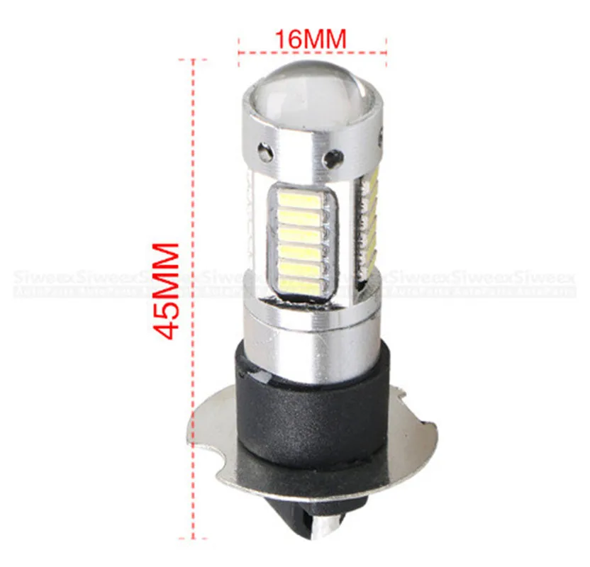 2 шт. H3 H1 W5W 6500K белый 25 Вт 4014 чипы 30 SMD высокая мощность светодиодный противотуманный светильник головной светильник лампы объектив DC 12V
