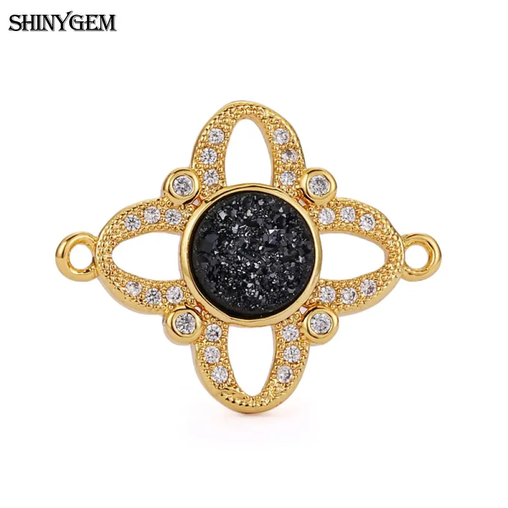 2020 SHINYGEM микро с паве драгоценными камнями ювелирные изделия фурнитура 24K