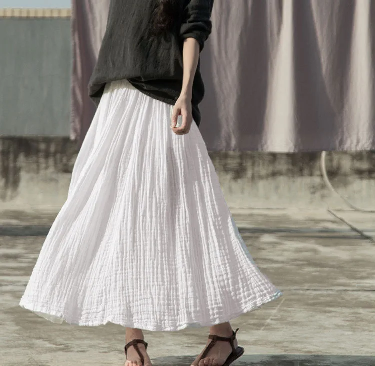 Модная белая текстурированная юбка из гренадина с большим подолом Женская