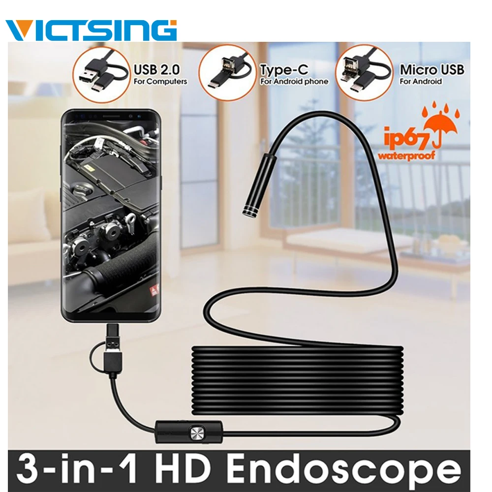 Камера Эндоскоп VicTsing 10 м 7 мм Wi Fi USB Type C|Эндоскоп и инструмент для поиска