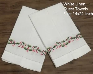 White Set of 12 Handkerchiefs White Linen Hemstitched Tea Towel-14x22"Cloth Guest Hand Dish Kitchen Bathroom Towels embroidery Floral - Цвет: White