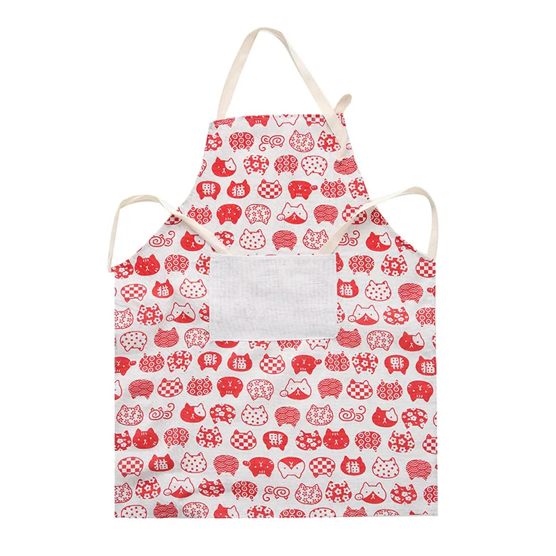Фартук для кухни из 100% хлопка с принтом без рукавов взрослых мультяшным рисунком