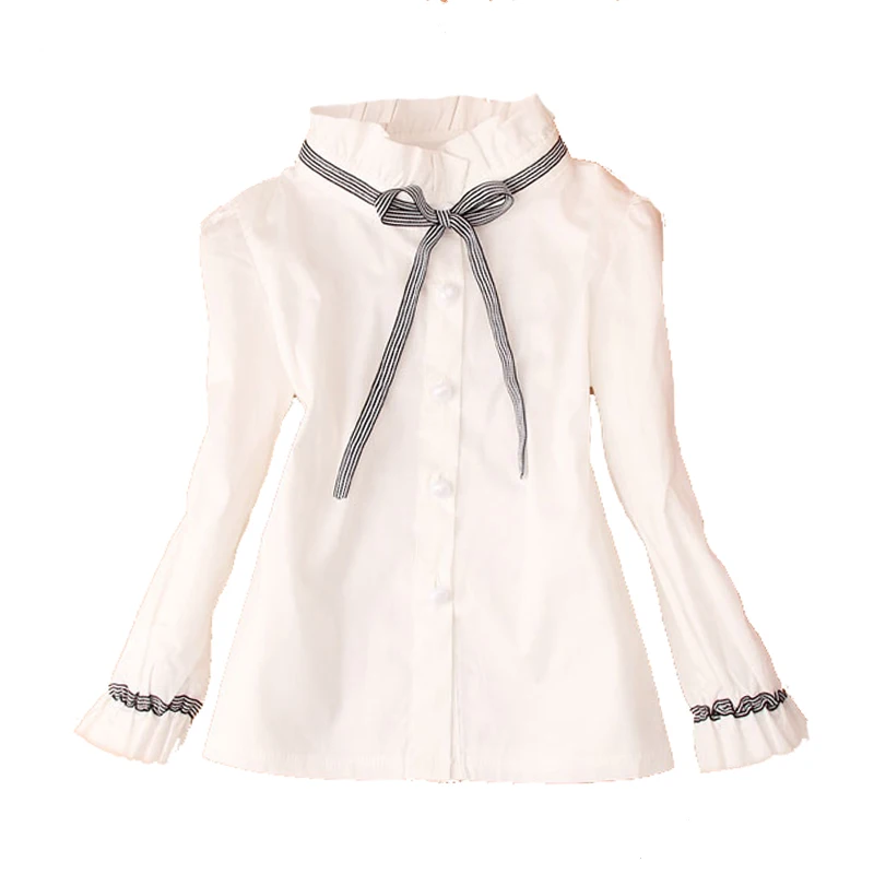Baby Kids Shirts For Girls Clothes Cotton Bow White Blouses School Uniforms Brand Teenage Children Tops Toddlers | Мать и ребенок