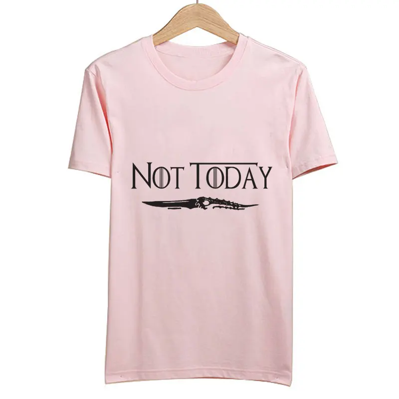1936-pink 3 цвета, женская летняя футболка, Arya Stark Not Today, футболка с принтом,, модная уличная Футболка Harajuku, топы для фанатов Игры престолов - Цвет: 1936-pink