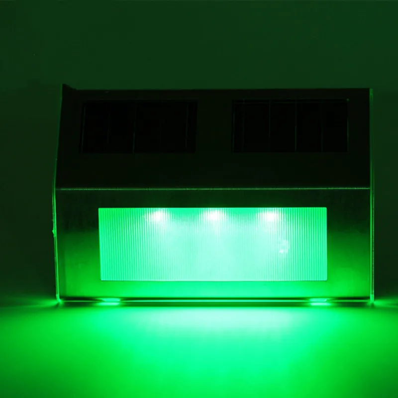 Green T-SUNRISE Красочный светодиодный Солнечный свет из нержавеющей стали огни Сад Путь многоступенчатый светильник водонепроницаемый солнечный уличный фонарь настенный светильник - Испускаемый цвет: Green
