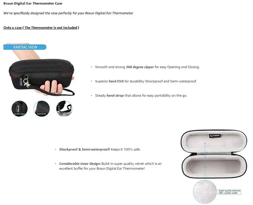 Чехол для термометра от LTGEM-подходит для Braun Thermoscan 7 IRT6520 Сумка для планшета eva дорожная Защитная сумка для хранения