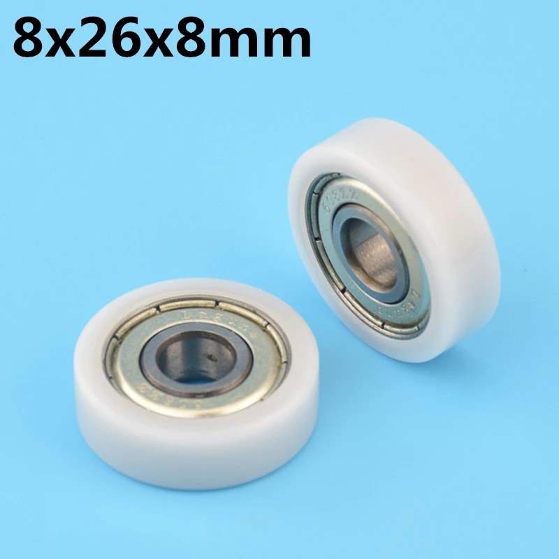 1Pcs 8x26x8 mm Nylon Plastic Wheel With Bearings Flat miniature pulley POM Hard bearing Door Window Drawer