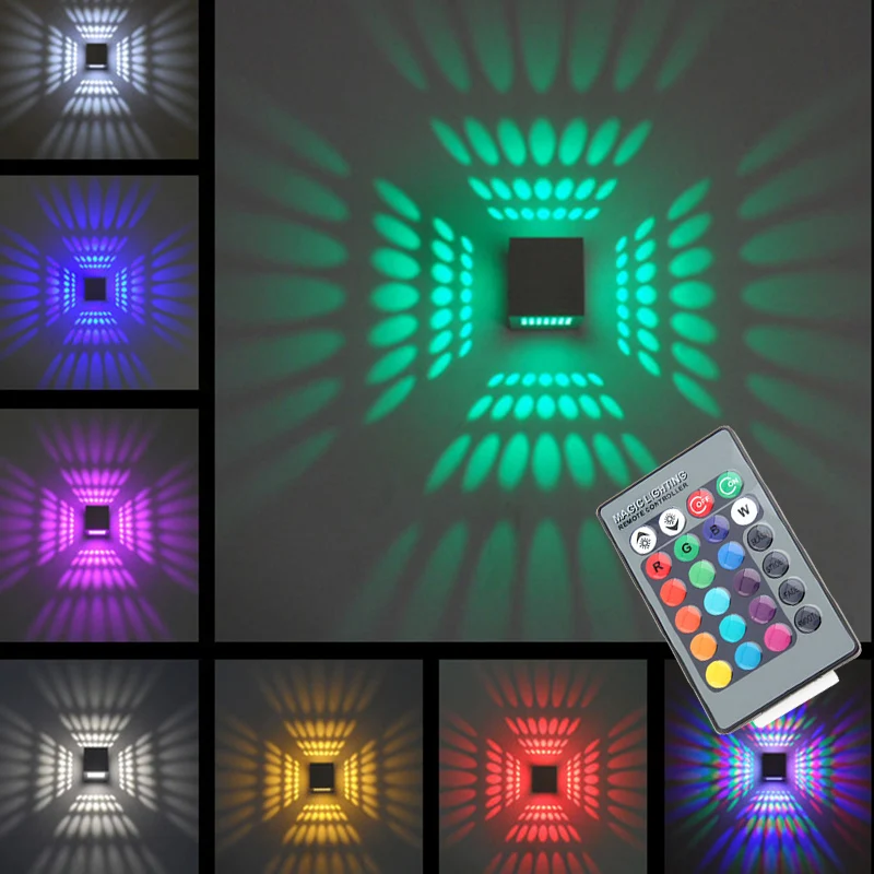 3 Вт RGB AC85 265V современный алюминиевый светодиодный настенный светильник с пультом
