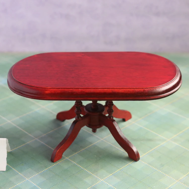 

A01-X133 children baby gift Toy 1:12 Dollhouse mini Furniture Miniature rement Doll accessories wooden table red color D017 1pc