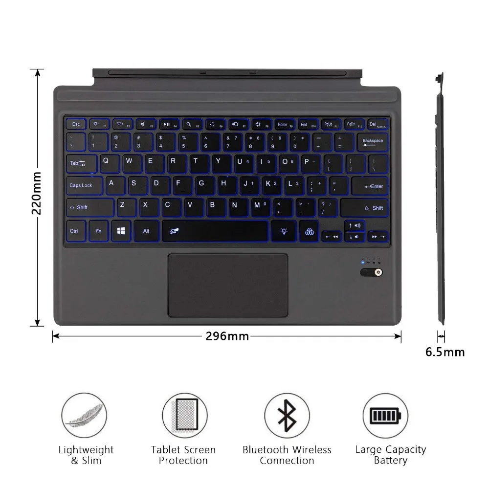 Чехол Megoo Surface Pro 6 Type тонкая Беспроводная Bluetooth клавиатура с тачпадом для Microsoft