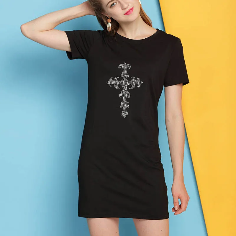 Летнее платье 2018 Для женщин короткий рукав Мини Мода Повседневное BlackDress s Костюмы