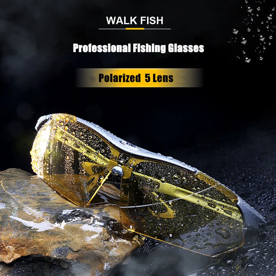 WALK FISH, Профессиональные поляризованные очки для рыбалки, HD, для улицы, противотуманные, Ночные очки с 5 линзами для съемки, велоспорта, вождения