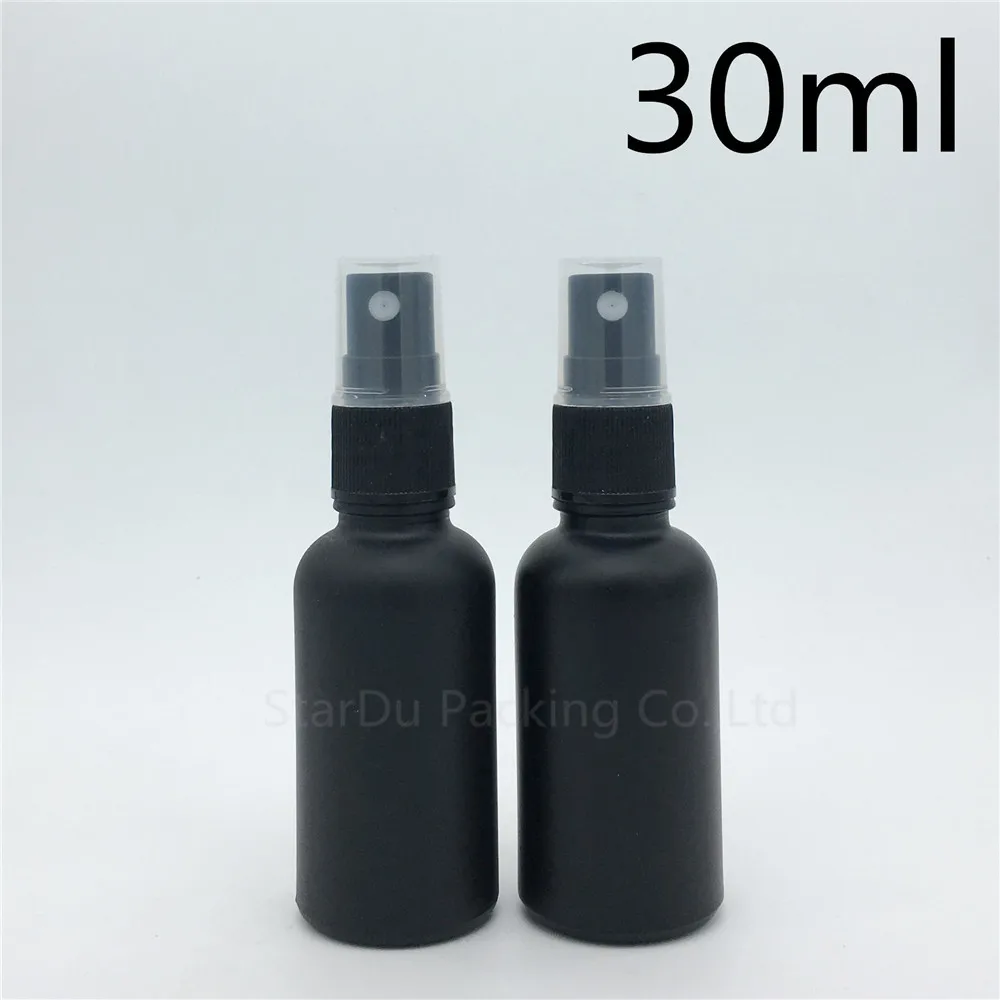 

10pcs 30ml black Frosted glass bottle with Black plastic sprayer, 30cc Essential Oil Spray Glass perfume bottles