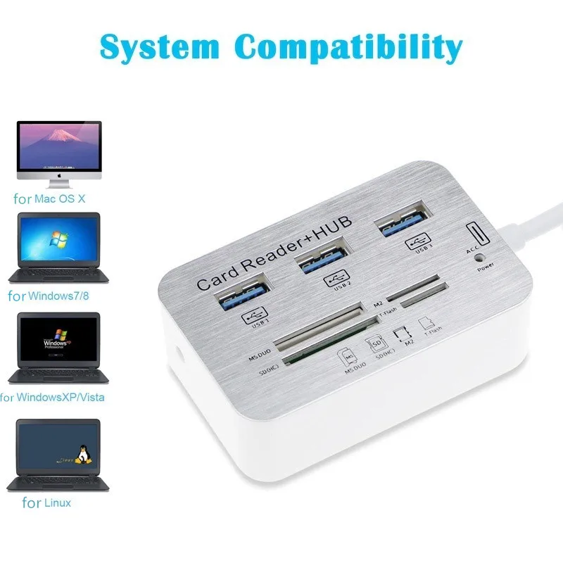 Расширитель карты памяти SD многофункциональный считыватель карт USB 3 0 OTG TF MS