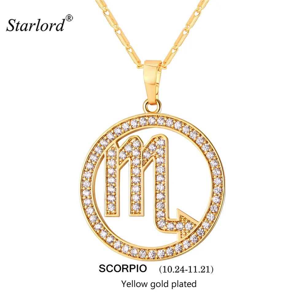 

Hot Zodiac Signs SCORPIO Pendant Necklace Simple Design Jewelry Gift Rhinestone Gold/Silver Color Necklace For Men/Women P2510