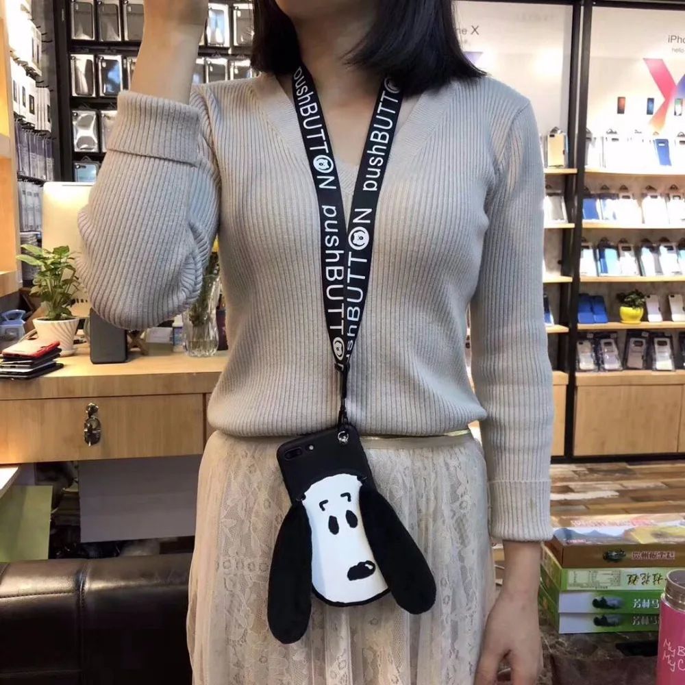 Lovely 3D Dog Phone Case for iPhone X XR XS Max Soft Silicone Cute Puppy Hand Rope Back Cover case 7 8 Plus 6 6S |