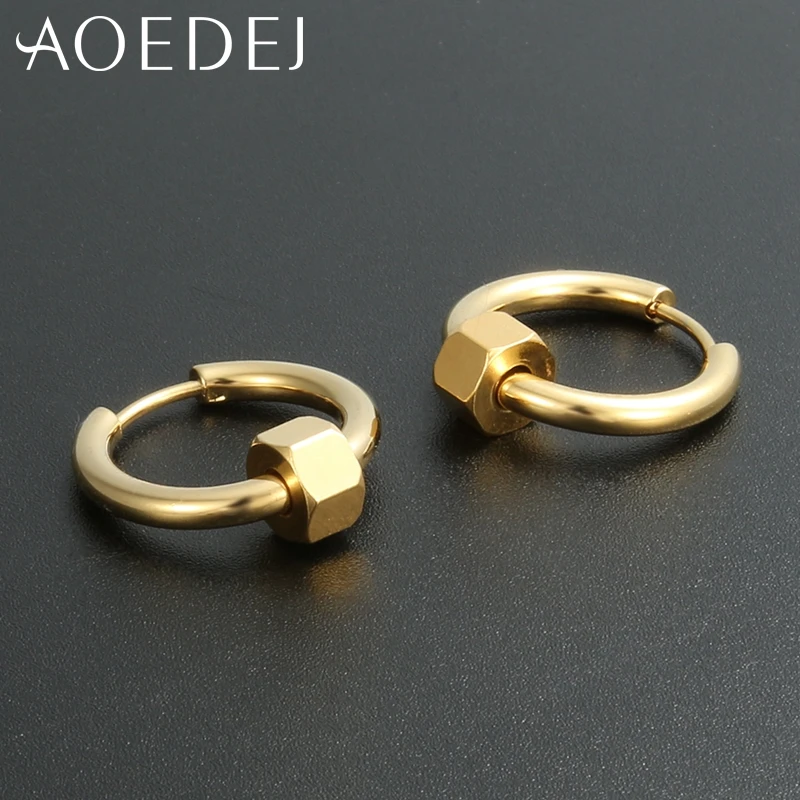AOEDEJ круглые серьги-кольца из нержавеющей стали для женщин золотистые