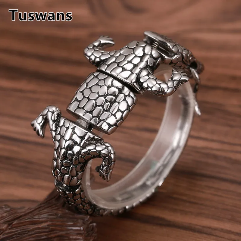 Мужской браслет из крокодиловой кожи в стиле панк нержавеющей стали 316L