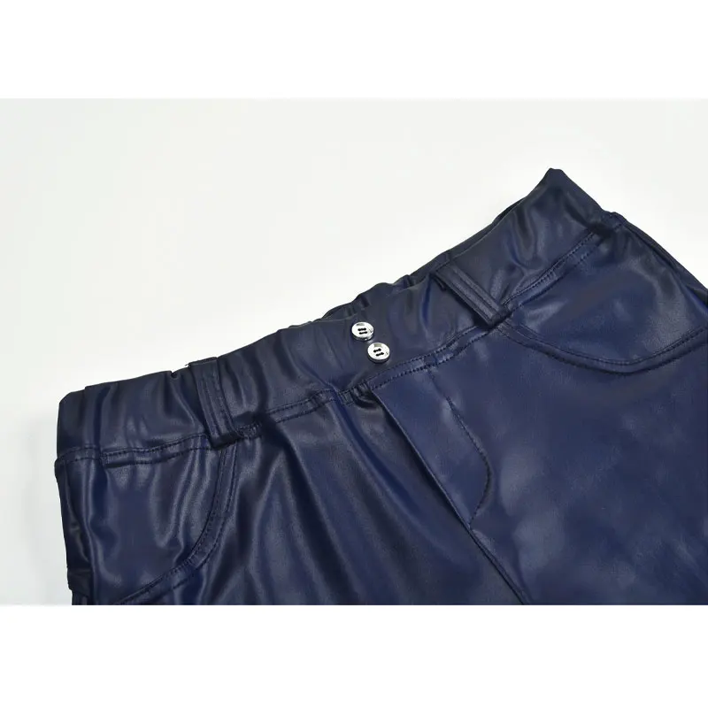 2019 New Women Mid-rise pants PU Streetwear Skinny Pants Ladies Black Leather High Quality Trousers WKP344 | Женская одежда
