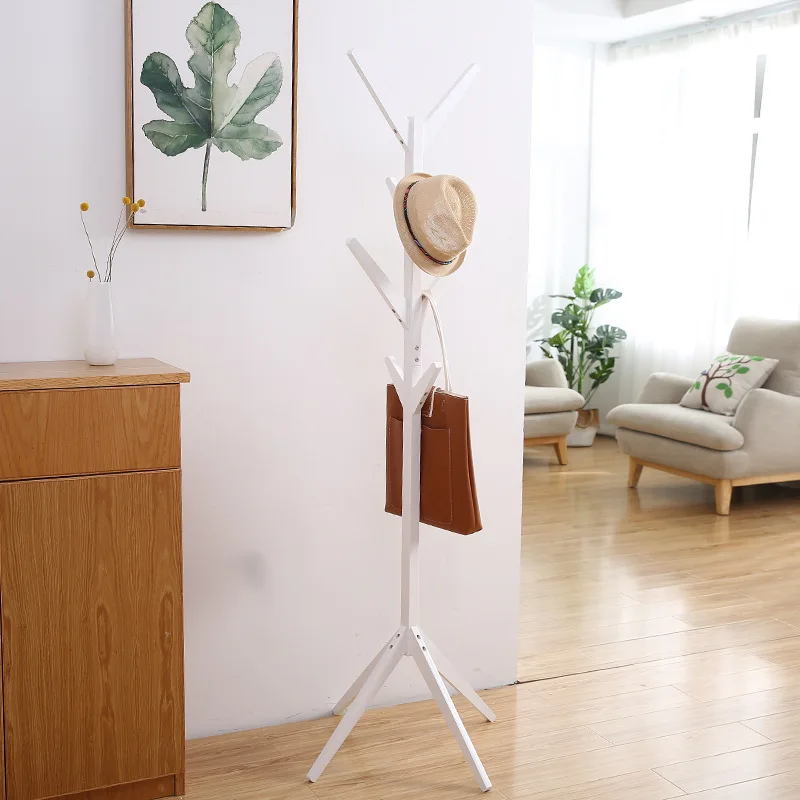 white Скандинавское деревянное пальто вешалка для одежды стойка вешалка для одежды из цельного дерева стеллажи для одежды стеллажи для домашней короткой мебели - Цвет: white