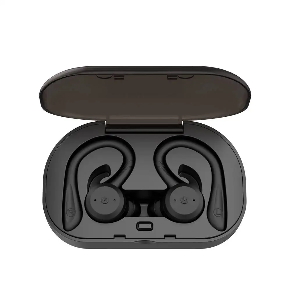 black CYBORIS Bluetooth 5,0 гарнитура TWS двойная Bluetooth гарнитура настоящая Беспроводная IPX7 Водонепроницаемая с ушным крючком в уши шумоподавление - Цвет: black