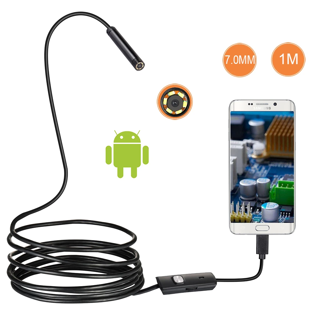 USB эндоскоп с объективом 7 мм 1/2/1 5 м|borescope for android|borescope waterproofborescope snake |